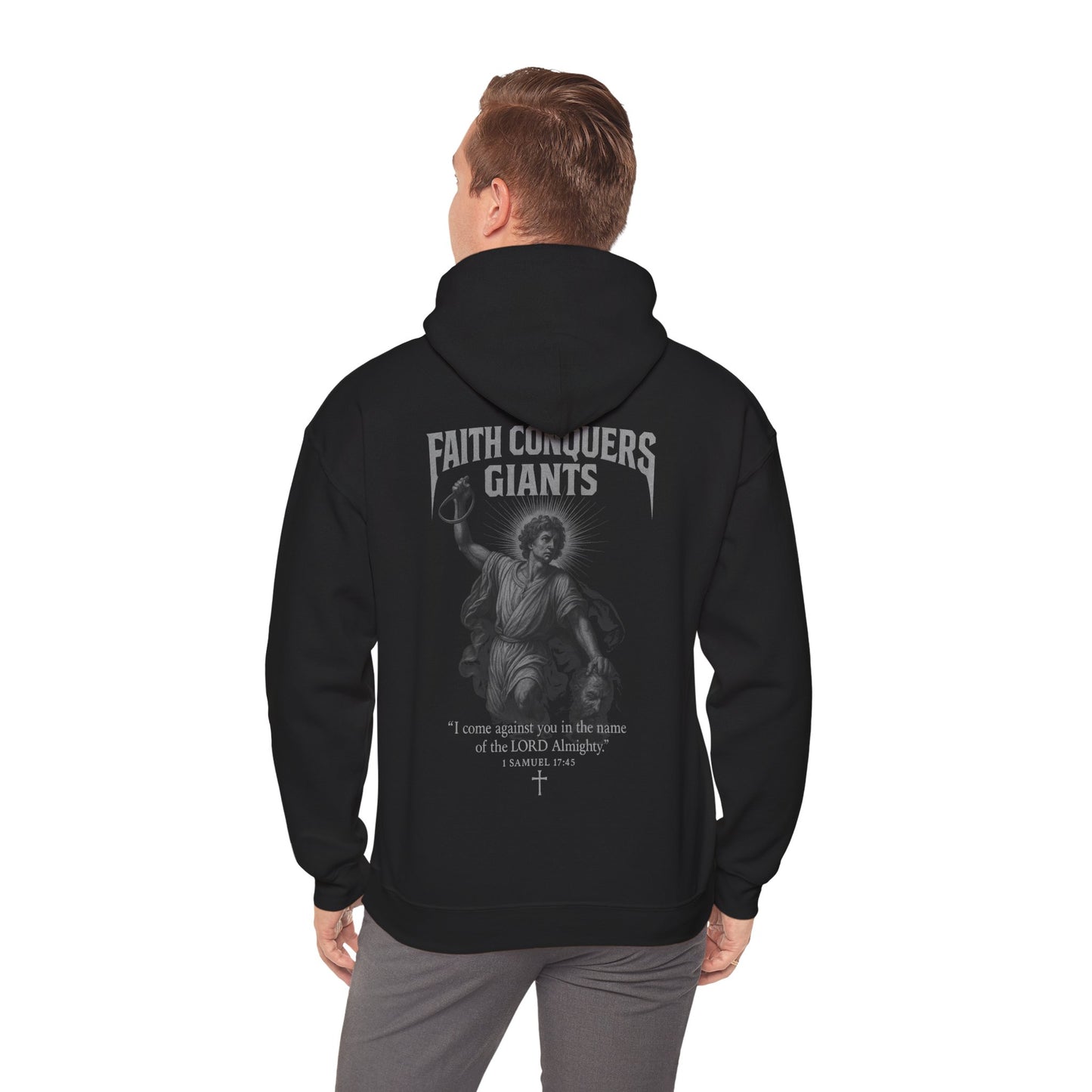 Hooded Sweatshirt - David vs Goliath, faith conquers giants