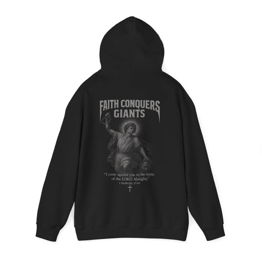 Hooded Sweatshirt - David vs Goliath, faith conquers giants