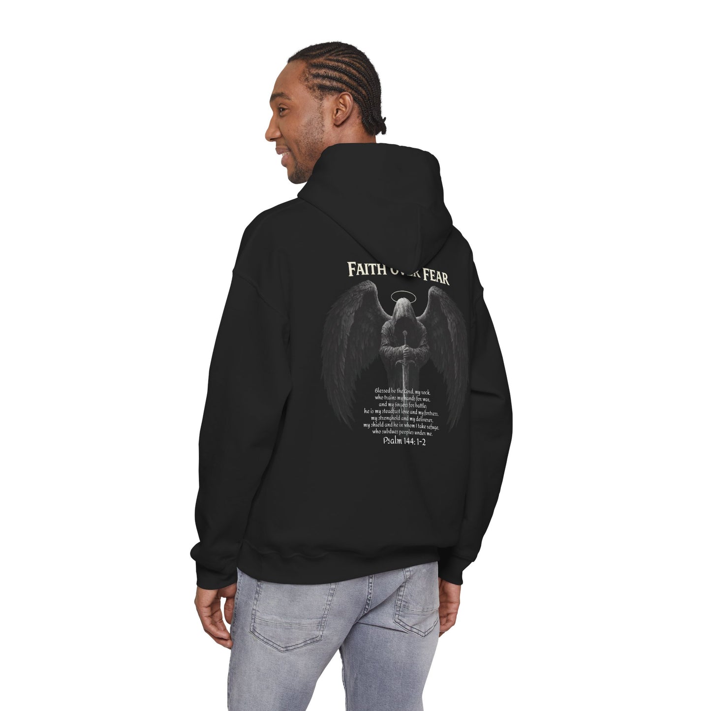 Warrior of God Hoodie — Psalms 144:1-2 Inspirational Christian Sweatshirt